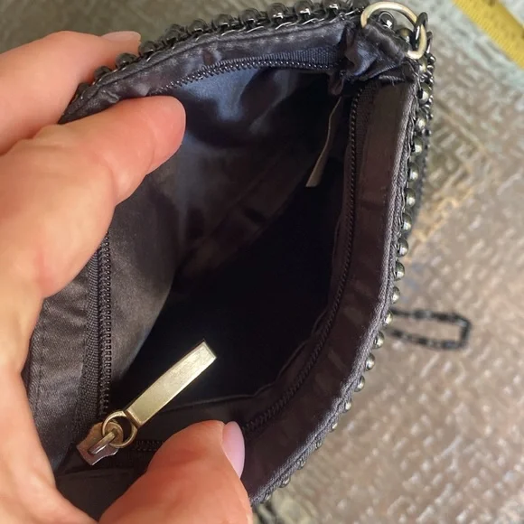 Metal Beaded Black Mini Crossbody Bag - Picture 4 of 5